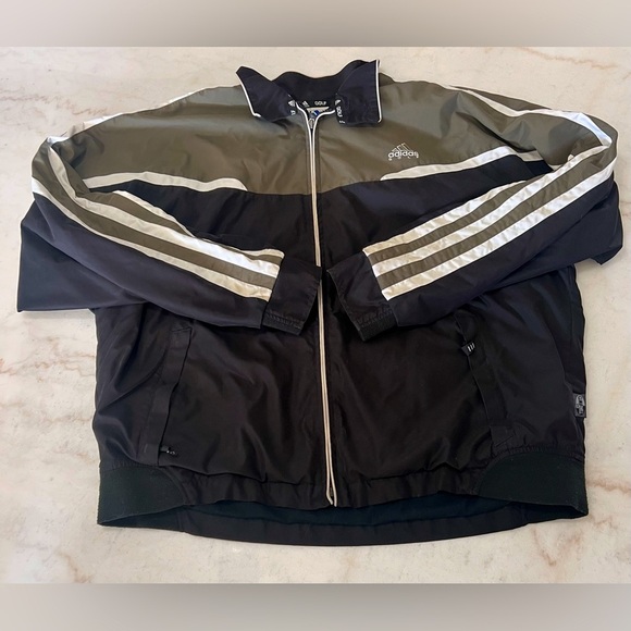VINTAGE 90s ADIDAS GOLF BLACK AND GRAY FULL ZIP GOLF JACKET SIZE XL TALL - Picture 1 of 10